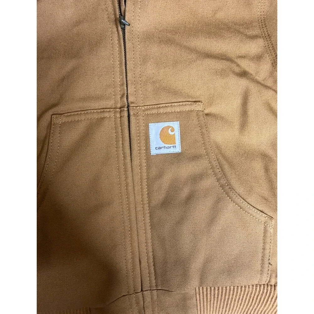 Carhartt Jacket Youth XXSmall 4 -5  Brown Canvas Full Zip Hooded Quilted Lined